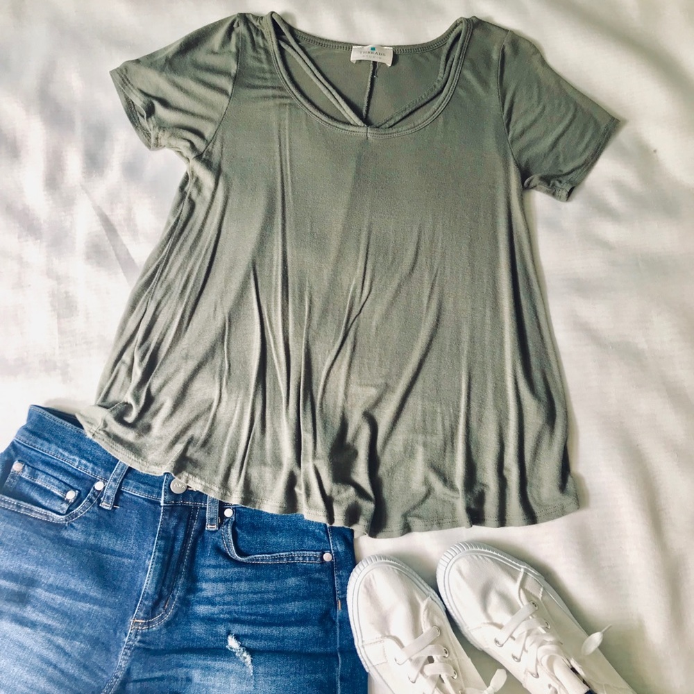 Olive Green Crisscross shirt